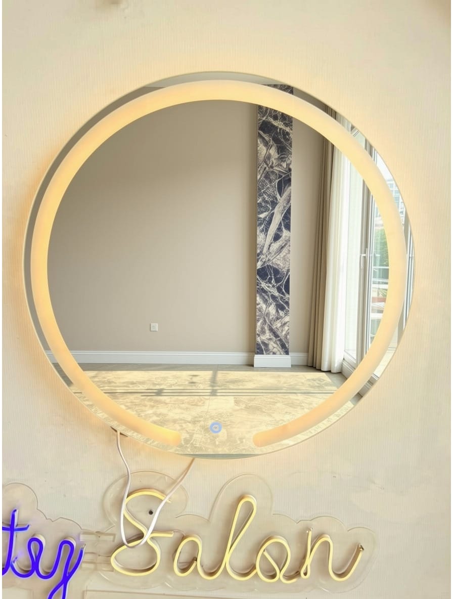2x2 Round LED Wall Mirror Dimmable Double Light – Soft Warm White | Modern Bathroom & Vanity Mirror