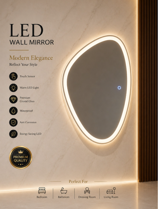 2 x 2.5 LED Wall Mirror – Double LED Dimmable | Warm White Touch Sensor Rectangular Mirror
