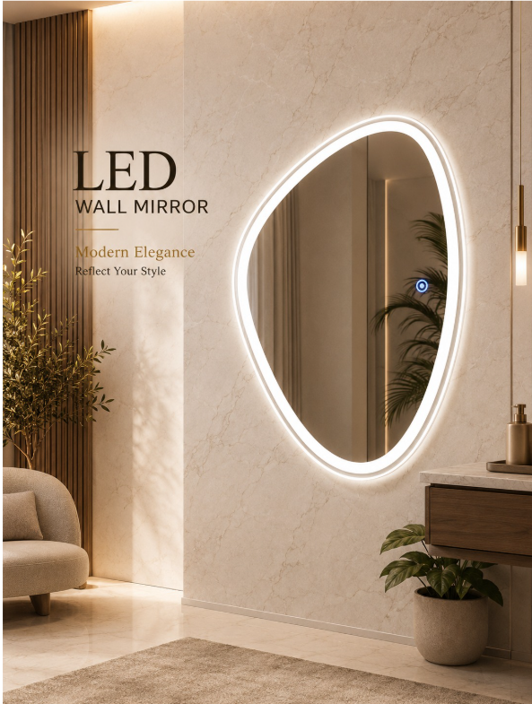 2 x 2.5 LED Wall Mirror – Double LED Dimmable | Warm White Touch Sensor Rectangular Mirror