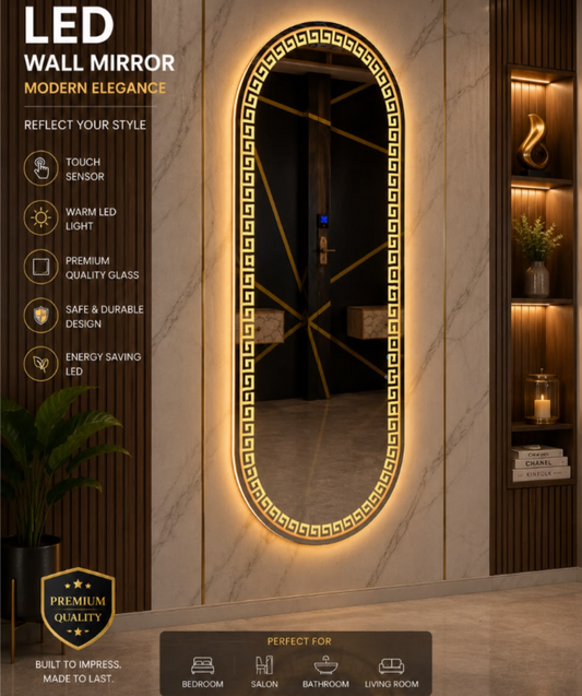Luxury 2x5 Ft Dimmable Double LED Mirror with Touch Sensor | Capsule Shape Full Length Mirror