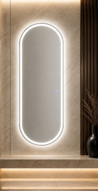 2x5 Premium LED Wall Mirror – Double LED Dimmable | Gold & Warm White Touch Sensor Mirror