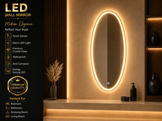 1.5 x 3 LED Wall Mirror – Double LED Dimmable | Warm White Touch Sensor Rectangular Mirror