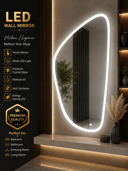 2x3 LED Wall Mirror – Double LED Dimmable | Warm White Touch Sensor Bathroom & Dressing Mirror