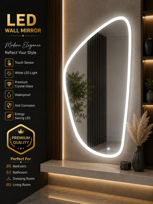2x3 LED Wall Mirror – Double LED Dimmable | Warm White Touch Sensor Bathroom & Dressing Mirror