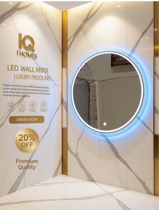Premium 2x2 Ft Dimmable Double LED Square Mirror with Touch Sensor | Wall Mounted | Warm White & Gold Light Glow