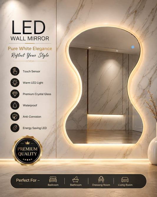 2.5 x 3.5 LED Wall Mirror – Double LED Dimmable | Warm White Touch Sensor Rectangular Mirror