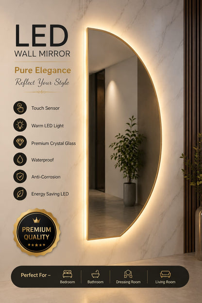 2.5 x 5 LED Wall Mirror – Double LED Dimmable | Warm White Touch Sensor Large Dressing Mirror