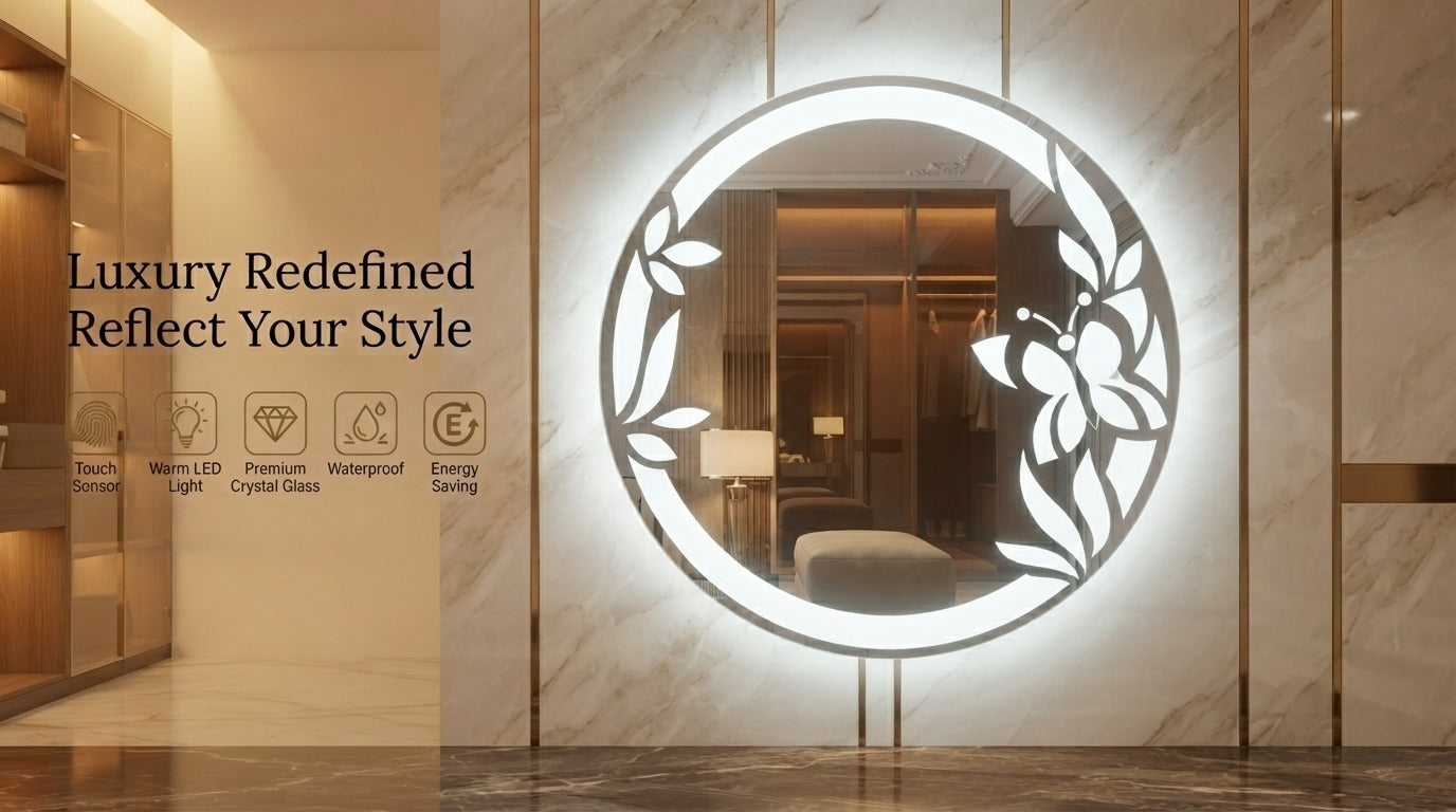 2x2 Premium Round LED Mirror – Double Light Dimmable | Touch Sensor Mirror