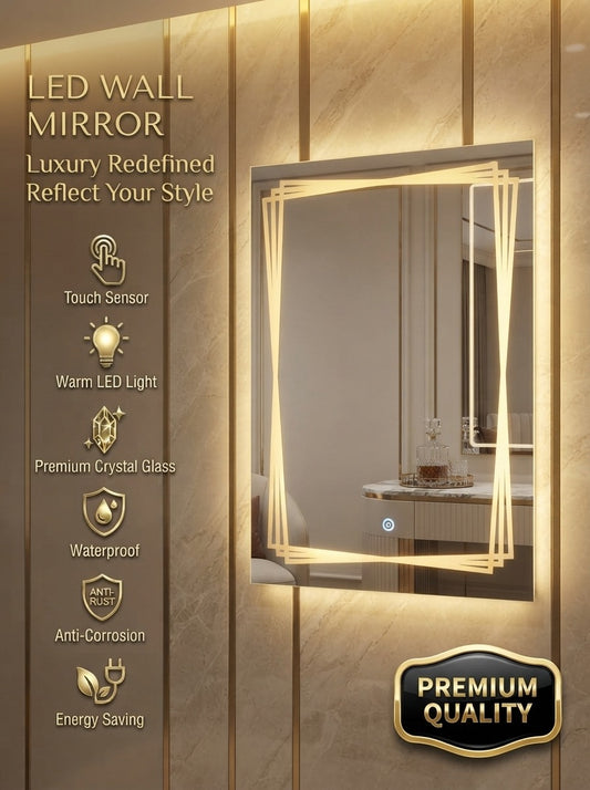 2x3 LED Wall Mirror – Double LED Dimmable | Warm White Touch Sensor Vanity Mirror