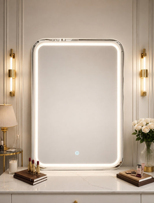 2.5 x 2 LED Wall Mirror Dimmable Double Light – Soft Warm White | Modern Rectangular Dressing & Bathroom Mirror
