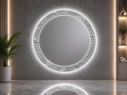 2x2 Round LED Wall Mirror – Dimmable Double Light | Touch Sensor Vanity Mirror